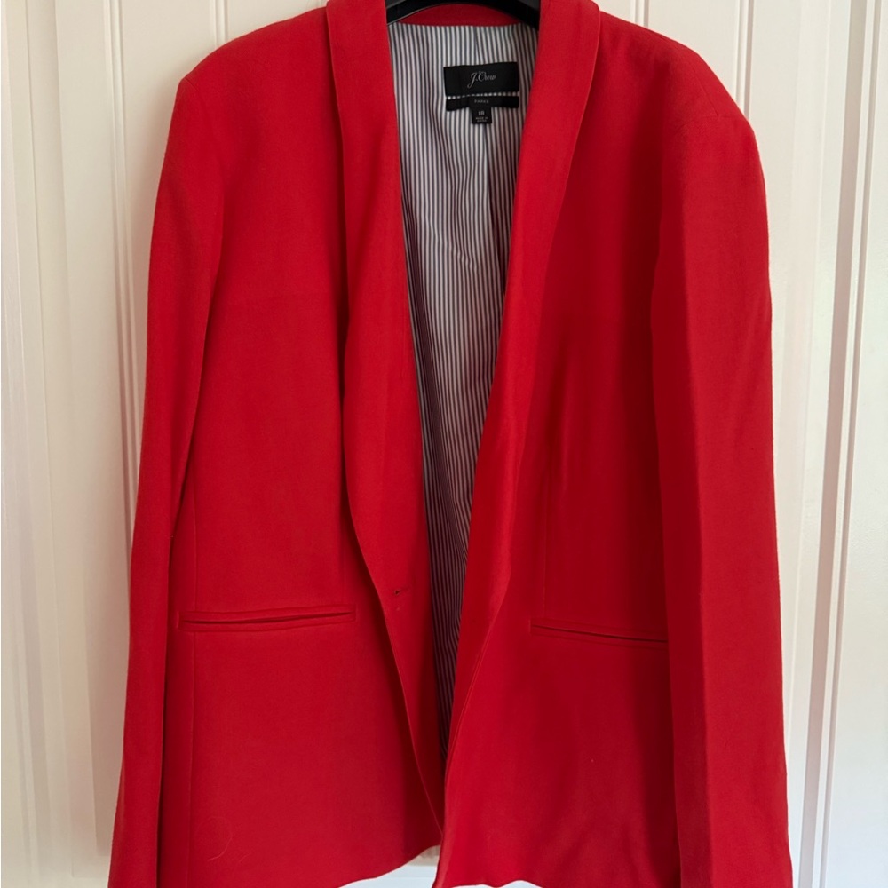 J. Crew Women's Red Open-Front Blazer